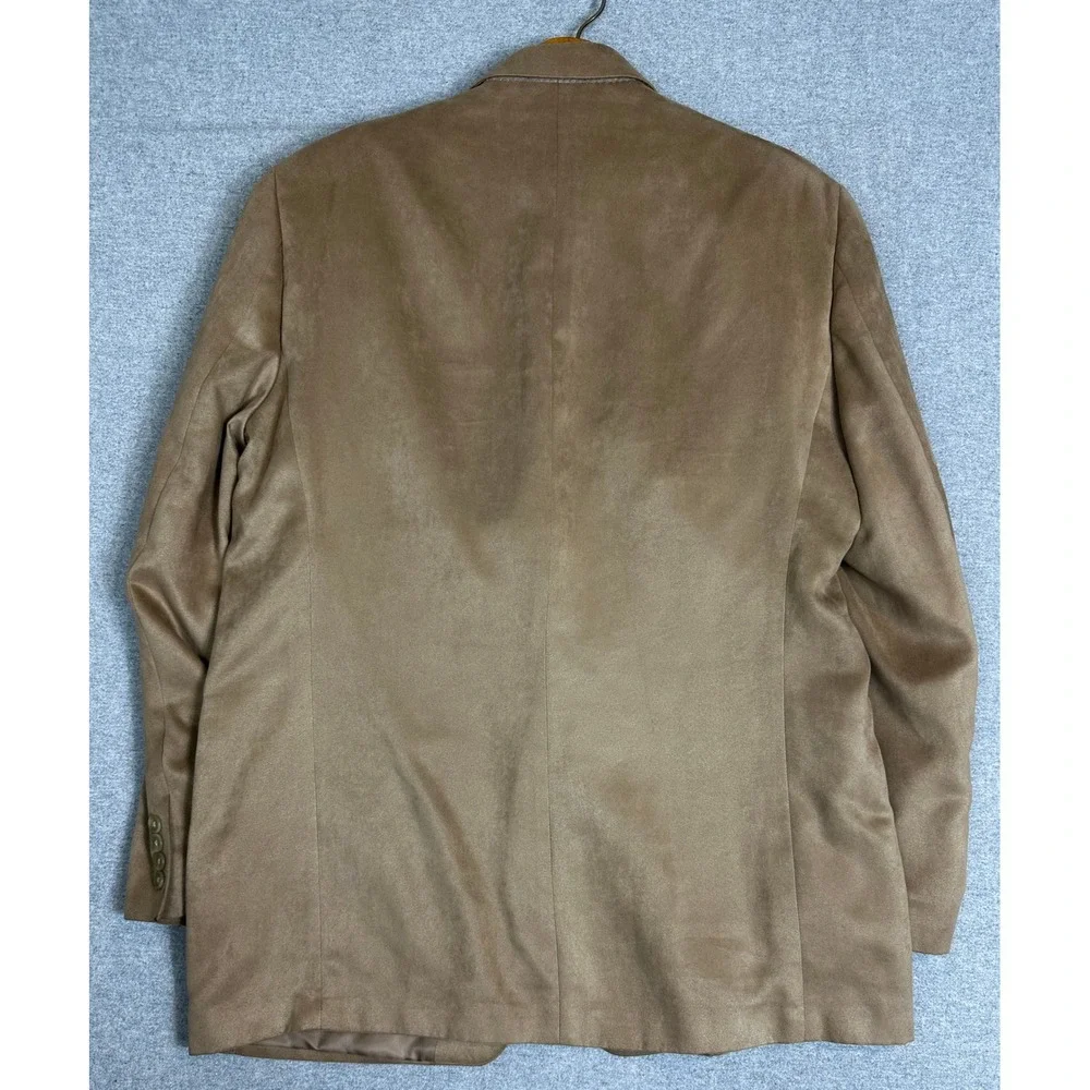 Chaps Blazer Men 42L Tan Faux Suede 3-Button Sport Coat